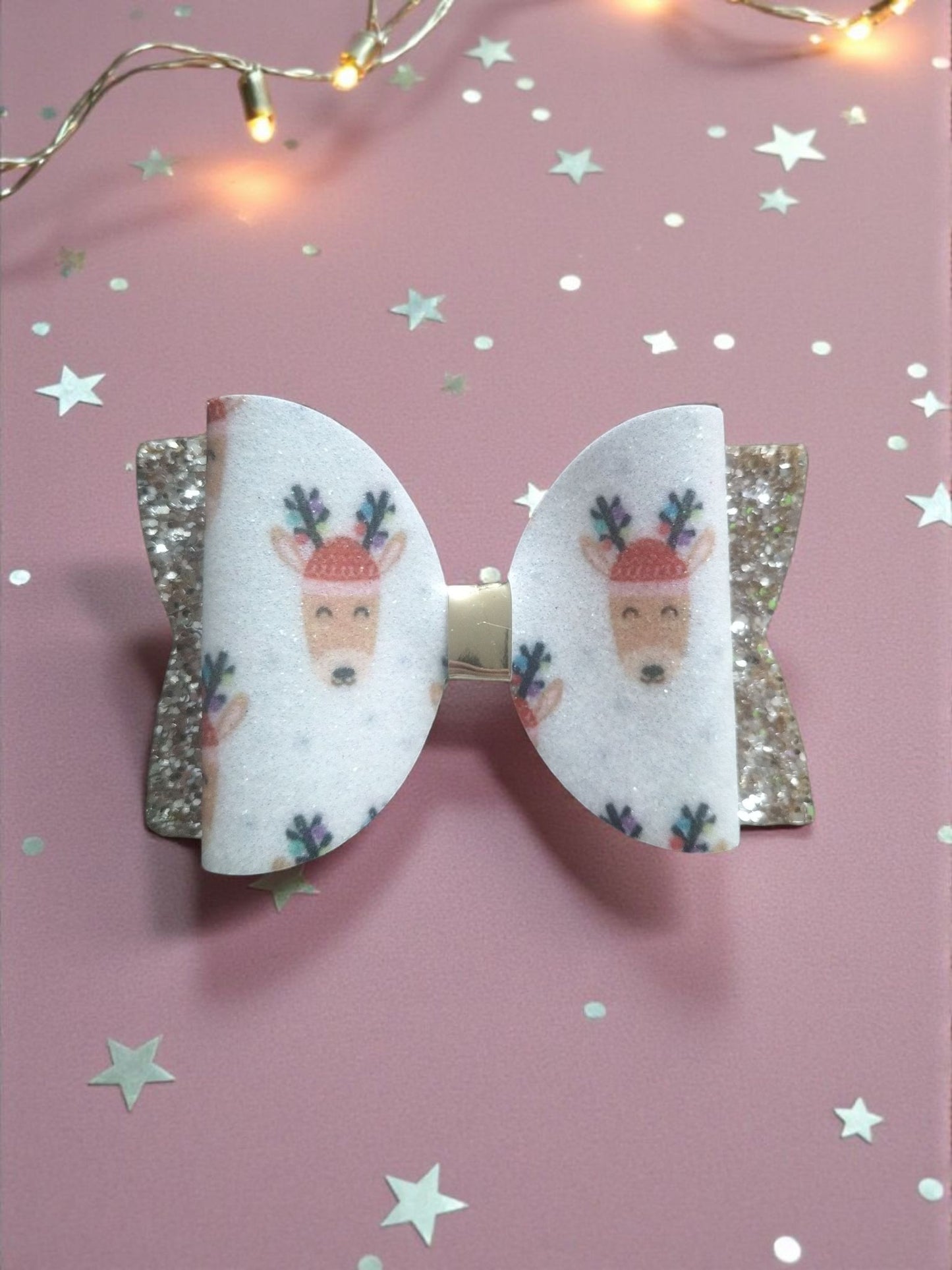 Rosy Reindeer Hair Bow